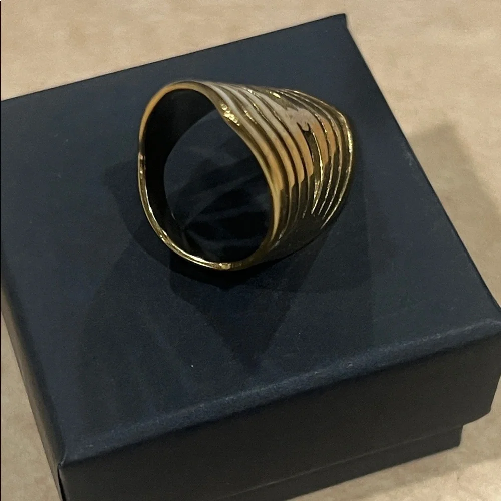 Geometric Gold Stainless Steel Statement Ring